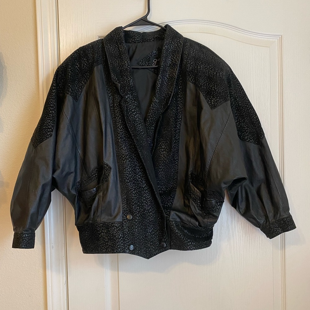 Womens Vintage Giovanni Black Leather Jacket size Small